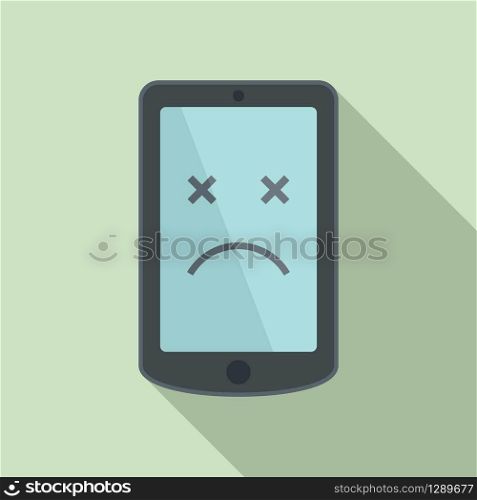 Broken mobile phone icon. Flat illustration of broken mobile phone vector icon for web design. Broken mobile phone icon, flat style