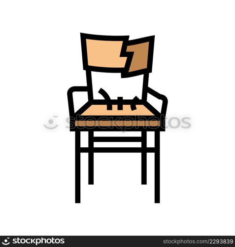 broken old chair color icon vector. broken old chair sign. isolated symbol illustration. broken old chair color icon vector illustration