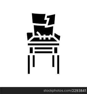 broken old chair glyph icon vector. broken old chair sign. isolated contour symbol black illustration. broken old chair glyph icon vector illustration