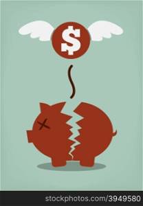 Broken Piggy Bank concept for financial crisis or economic
