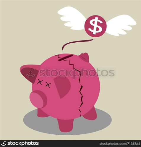 Broken Piggy Bank concept for financial crisis or economic depression