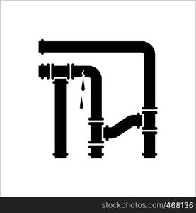 Broken Pipe Icon, Leakage In Pipe Vector Art Illustration