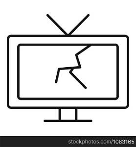 Broken tv set icon. Outline broken tv set vector icon for web design isolated on white background. Broken tv set icon, outline style