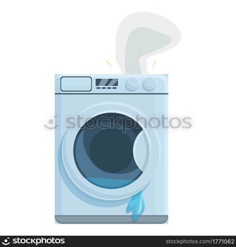 Broken washing machine icon. Cartoon of Broken washing machine vector icon for web design isolated on white background. Broken washing machine icon, cartoon style