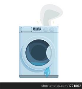 Broken washing machine icon. Cartoon of Broken washing machine vector icon for web design isolated on white background. Broken washing machine icon, cartoon style