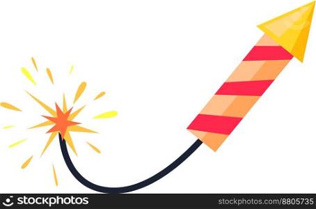 Broken-winded firework rocket isolated on white vector image