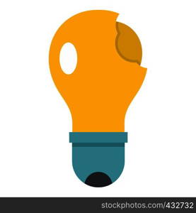 Broken yellow lightbulb icon flat isolated on white background vector illustration. Broken yellow lightbulb icon isolated