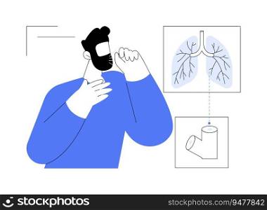 Bronchitis symptoms abstract concept vector illustration. Coughing man with bronchitis symptoms, medicine sector, pulmonary disease prevention, respiratory distress abstract metaphor.. Bronchitis symptoms abstract concept vector illustration.
