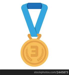 Bronze medal icon. Ranking medal. 3rd place. Vector illustration.