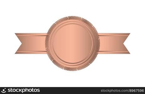 Bronze stamp with horizontal ribbons. Luxury seal. Blank bronze seal. Vector illustration