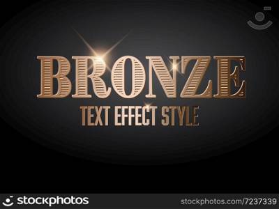Bronze text effect template with sparkles on a dark background. Bronze text effect template