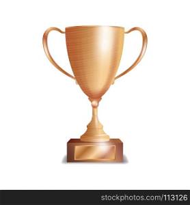 Bronze Trophy Cup. Winner Concept. Award Design. Isolated On White Background Vector Illustration. Bronze Trophy Cup. Winner Concept. Award Design. Isolated On White Background Vector Illustration.