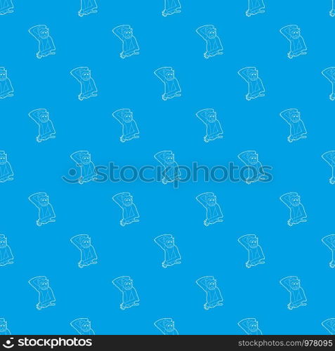 Brooding monkey pattern vector seamless blue repeat for any use. Brooding monkey pattern vector seamless blue