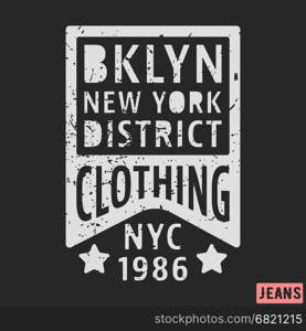 Brooklyn New York vintage stamp. T-shirt print design. Brooklyn New York vintage stamp. Printing and badge applique label t-shirts, jeans, casual wear. Vector illustration.
