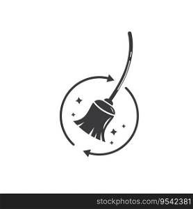 broom and arrow circle icon of sustainable cleaner vector illustration concept design  web