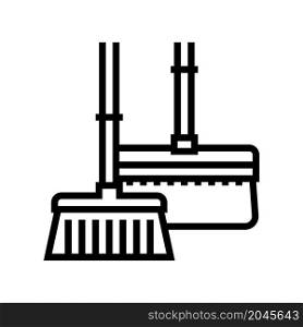 broom and brush for clean dust line icon vector. broom and brush for clean dust sign. isolated contour symbol black illustration. broom and brush for clean dust line icon vector illustration