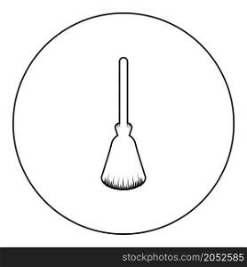 Broom besom broomstick icon in circle round black color vector illustration image outline contour line thin style simple. Broom besom broomstick icon in circle round black color vector illustration image outline contour line thin style