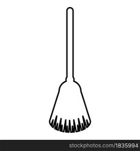 Broom Besom made from twigs Tool for cleaning Sweep concept Panicle Halloween accessory contour outline icon black color vector illustration flat style simple image. Broom Besom made from twigs Tool for cleaning Sweep concept Panicle Halloween accessory contour outline icon black color vector illustration flat style image