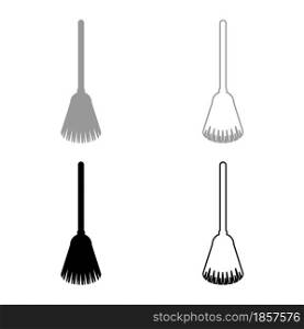 Broom Besom made from twigs Tool for cleaning Sweep concept Panicle Halloween accessory set icon grey black color vector illustration flat style simple image. Broom Besom made from twigs Tool for cleaning Sweep concept Panicle Halloween accessory set icon grey black color vector illustration flat style image