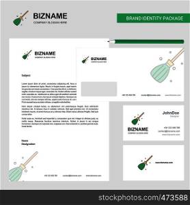 Broom Business Letterhead, Envelope and visiting Card Design vector template