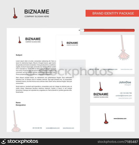 Broom Business Letterhead, Envelope and visiting Card Design vector template