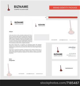 Broom Business Letterhead, Envelope and visiting Card Design vector template
