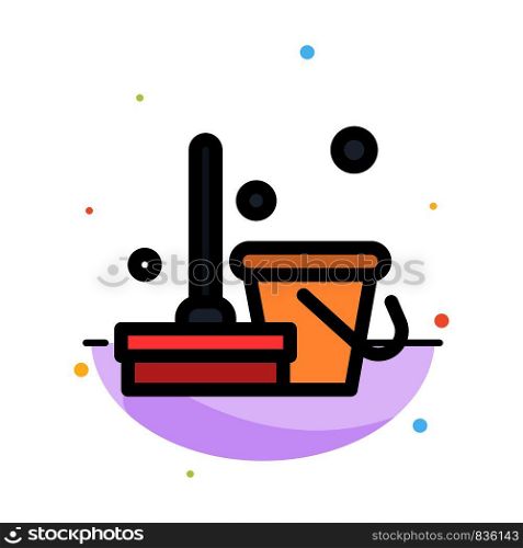 Broom, Clean, Cleaning, Sweep Abstract Flat Color Icon Template