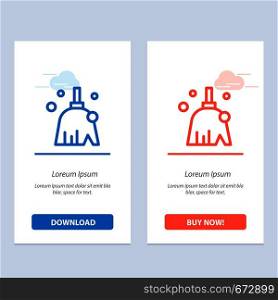 Broom, Clean, Cleaning, Sweep Blue and Red Download and Buy Now web Widget Card Template