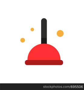 Broom, Cleaning, Mop, Witch Flat Color Icon. Vector icon banner Template