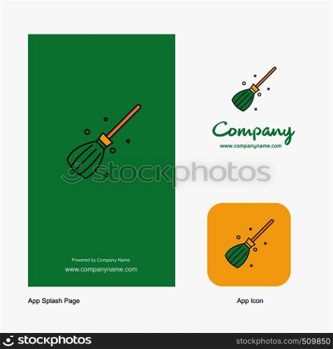 Broom Company Logo App Icon and Splash Page Design. Creative Business App Design Elements