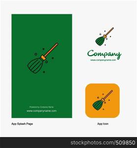 Broom Company Logo App Icon and Splash Page Design. Creative Business App Design Elements