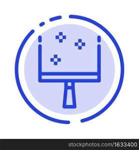 Broom, Dustpan, Sweep Blue Dotted Line Line Icon