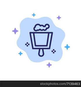 Broom, Dustpan, Sweep Blue Icon on Abstract Cloud Background
