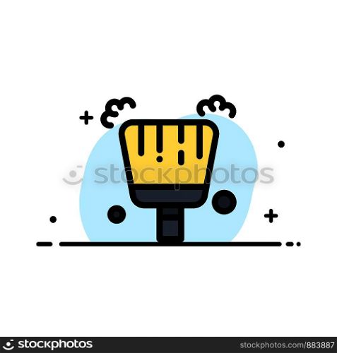 Broom, Dustpan, Sweep Business Flat Line Filled Icon Vector Banner Template