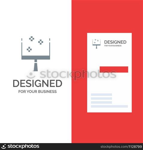 Broom, Dustpan, Sweep Grey Logo Design and Business Card Template