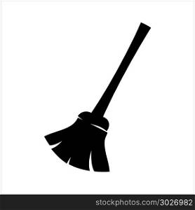 Broom Icon, Cleaning Broom Vector Art Illustration. Broom Icon, Cleaning Broom