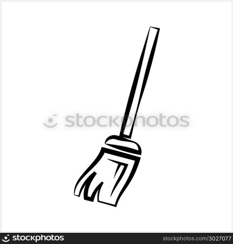 Broom Icon, Cleaning Broom Vector Art Illustration. Broom Icon, Cleaning Broom