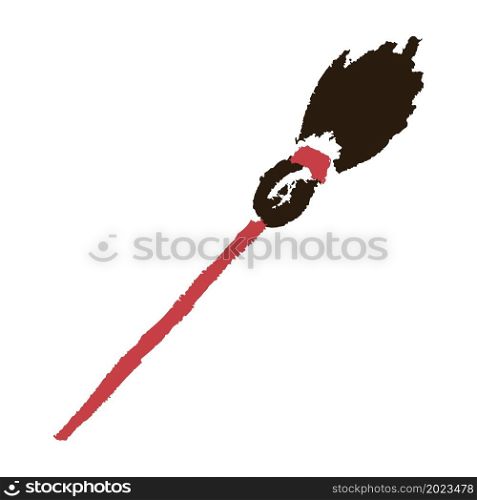 Broom. Icon in hand draw style. Drawing with wax crayons, colored chalk, children&rsquo;s creativity. Vector illustration. Sign, symbol, pin, sticker. Icon in hand draw style. Drawing with wax crayons, children&rsquo;s creativity