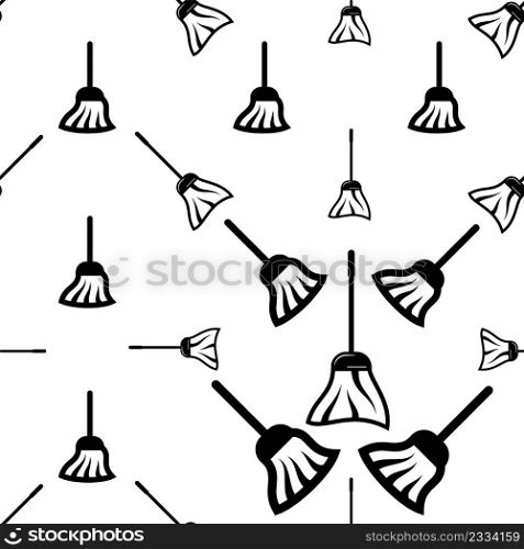 Broom Icon Seamless Pattern, Cleaning Tool Icon Vector Art Illustration