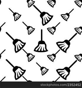 Broom Icon Seamless Pattern, Cleaning Tool Icon Vector Art Illustration