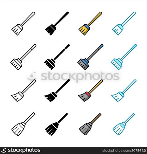 broom icon set vector design template in white background