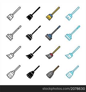 broom icon set vector design template in white background