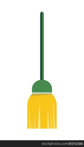 Broom Isolated on White Background. Cleaning Tool.. Broom isolated on white background. Cleaning tool. Sign symbols of clean in house. House washing equipment. Office and hotel cleaning. Housekeeping. Cleaning concept. Vector illustration