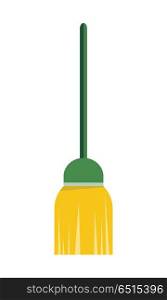 Broom Isolated on White Background. Cleaning Tool.. Broom isolated on white background. Cleaning tool. Sign symbols of clean in house. House washing equipment. Office and hotel cleaning. Housekeeping. Cleaning concept. Vector illustration