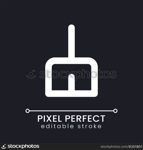 Broom pixel perfect white linear ui icon for dark theme. Erase messages history. Digital tool. Vector line pictogram. Isolated user interface symbol for night mode. Editable stroke. Poppins font used. Broom pixel perfect white linear ui icon for dark theme