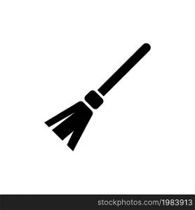 Broom, Sweeping, Cleaner Equipment. Flat Vector Icon illustration. Simple black symbol on white background. Broom, Sweeping, Cleaner Equipment sign design template for web and mobile UI element. Broom, Cleaner Equipment Flat Vector Icon