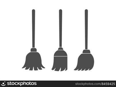 Broomstick. A set of vector illustrations for application, scrapbooking and creative design. Flat style