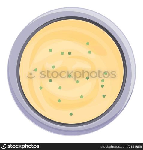 Broth cream soup icon cartoon vector. Vegetable plate. Curry food. Broth cream soup icon cartoon vector. Vegetable plate