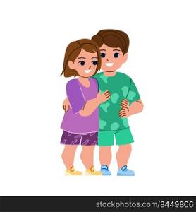 brother and sister vector. child happy girl, hug young siblings, family lifestyle brother and sister character. people flat cartoon illustration. brother and sister vector