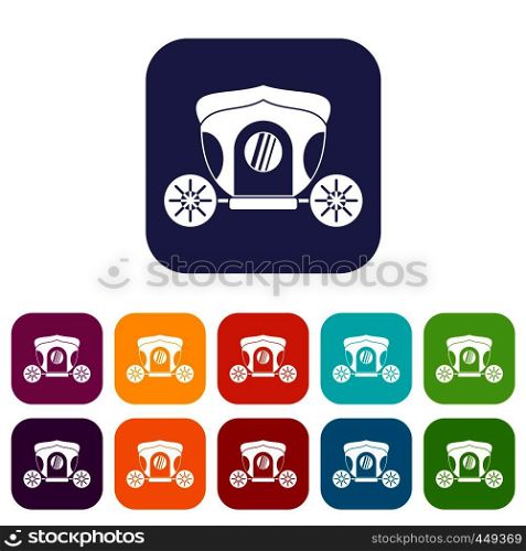 Brougham icons set vector illustration in flat style In colors red, blue, green and other. Brougham icons set flat
